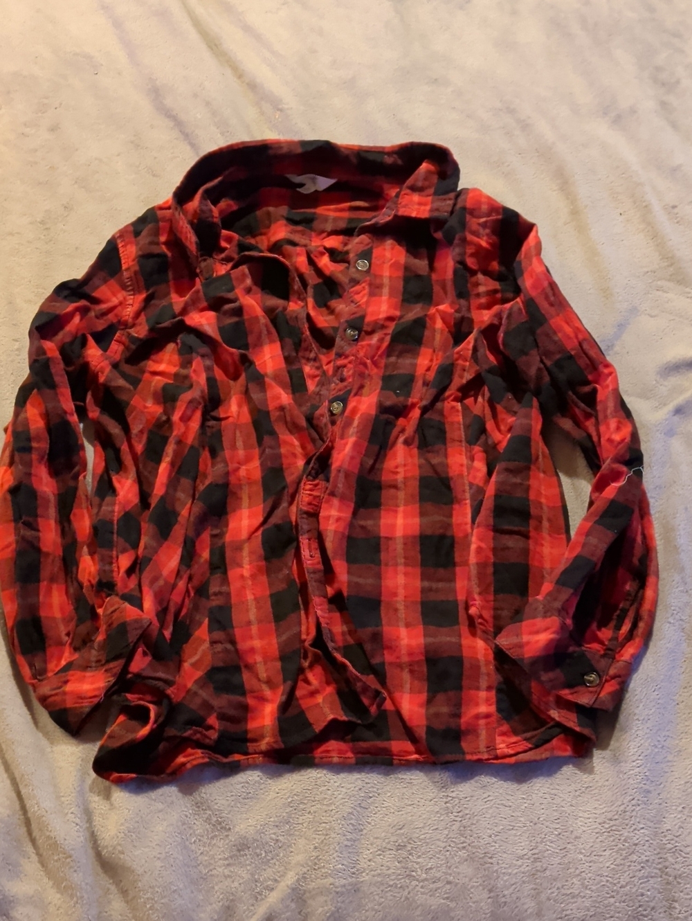 Terra & Sky Red and Black Plaid Casual Button-Down Shirt